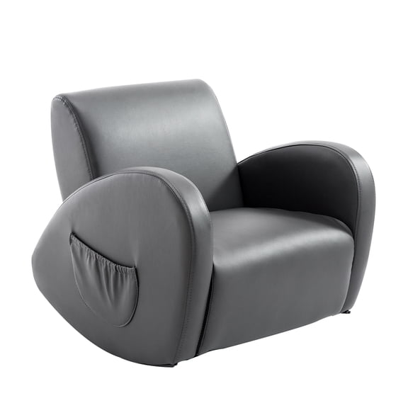 CoSoTower Kids Sofa Rocking Chair with Side Pocket, PU Leather Toddler Armchair for Children Grey