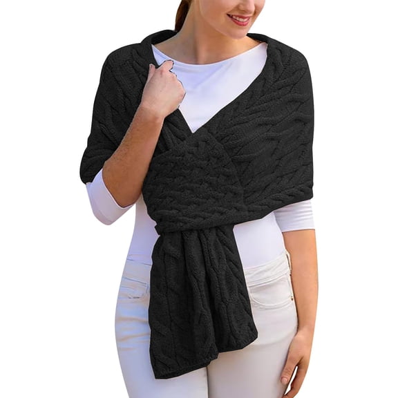 Womens Shawls, Duoif Autumn and Winter New Women's Scarf Fashion Knitted Shawl Scarf Shawl Wraps for Women Black