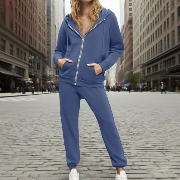 Pyhlmscde Women's 2 Piece Trendy Long Sleeve Zip Up Sweatsuit, Fall Clothes for Women, Womens Tops, Cardigan for Women