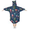 thumbnail image 2 of FORMRS Wearable Blanket Hoodie with Sleeves for Kids Cozy Flannel Sweatshirt, Cartoon Jellyfish Pattern, 2 of 7