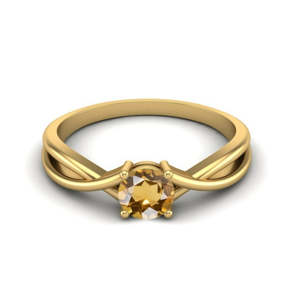0.50 Ctw Round Citrine Solitaire 925 Sterling SIlver Gold Vermeil Split Shank Valentines Day Gifts Ring