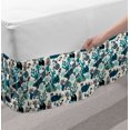 thumbnail image 2 of Underwater Bed Skirt, Marine Life Creatures Hand Drawn Coral Reef Deep Sea Adventure Nautical, Elastic Bedskirt Dust Ruffle Wrap Around for Bedding Decor, 4 Sizes, Petrol Blue Ivory, by Ambesonne, 2 of 2