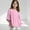 Pink-2025, variant on MKOSPLRT 3/4 Length Sleeve Girls Tops Oversized Crew Neck Linen Shirts Loose Fit T Shirts Casual Slit Hem Blouses Solid Tees for 3-15 Years