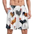 thumbnail image 1 of NICKSUN Shorts de Pyjama Amusants pour Hommes, Bas de Pyjama Doux avec Poches, Coqs, 3TG, 1 of 6