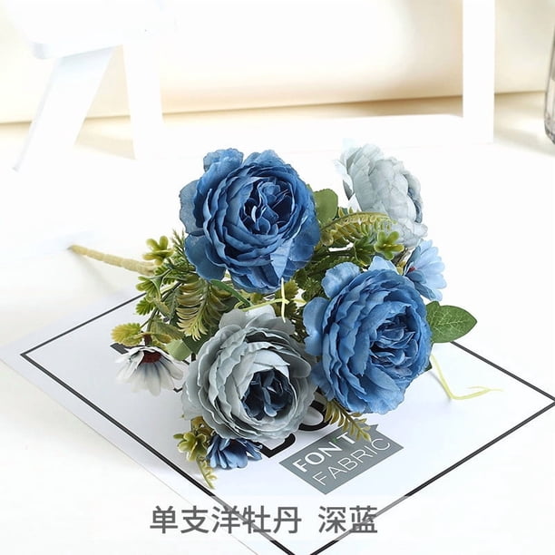 Ramo de Flores Artificiales de Seda con Peonía y Rosa, Flores Decorativas de Larga Duración para el Hogar, Oficina, Bodas y Decoración de Eventos, 30 cm
