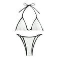 thumbnail image 4 of Siilsaa Women's Triangle Thong Bikini Set Sexy String Brazillian Two Piece Swimsuit Cute Bathing Suit Black,L, 4 of 5