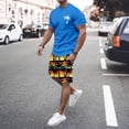 thumbnail image 2 of Afdoent Men's 2 Piece Short Set Mens Hawaiian Crew Neck Short Sleeve T Shirt And Printed Shorts Two Piece Set Beach Clothes Classic, 2 of 4