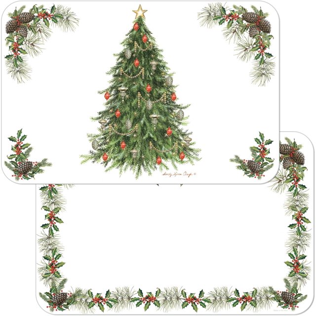 WipeClean Reversible Decofoam Placemats, O Christmas Tree, Set of 2
