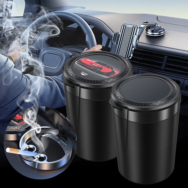 Jiaeri Metal Car Ashtray with Inner Compartment,No Ash Drop Smoking Accessory,One-Button Open Lid,Multifunctional Cigarette Ash Cup for Vehicle