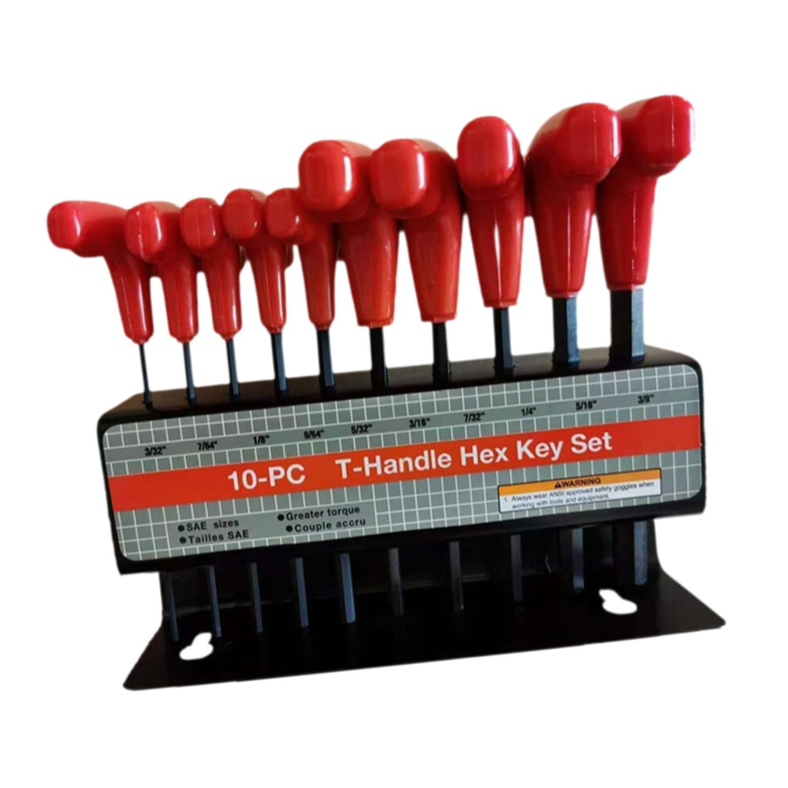 Colaxi 10x Generic T Handle Allen Wrench Set Hex Key Wrench Set Practical Professional Easy to Use Hexagon Spanner Set for Cars Inch