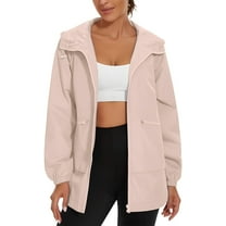 Women's Waterproof Raincoat Lightweight Rain Jacket Hooded Softshell Windproof with Zip Pockets for Hiking Outdoor Activities