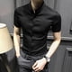 thumbnail image 2 of Camisas y blusas musculosas para hombre, camisetas negras a rayas de manga corta para hombre con cuello, estéticas, normales, elegantes, de algodón y seda, 2 of 5