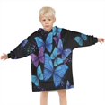 thumbnail image 3 of Black Blue Purple Butterfly Pattern Blanket Hoodies for Kids 6-13YR Oversize Wearable Blanket Hoodies for Boys Girls Teens, 3 of 7