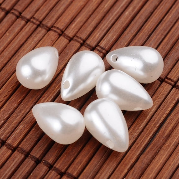 Teardrop Imitation Pearl Acrylic Beads White 13x8mm Hole: 1.5mm