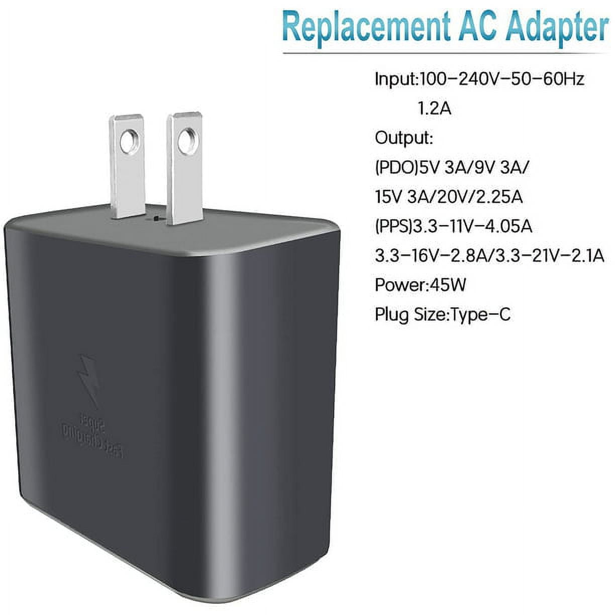 45W USB C Fast Charger for Samsung Charger Type C, PD Charger for Samsung Chromebook Plus Pro Galaxy Book Type-C Wall Charger Adapter, PPS Charger USB-C for Samsung Phone Charger Fast Charging Cord