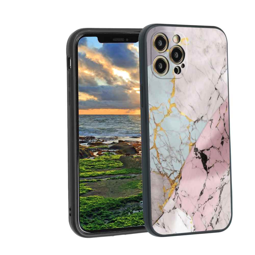 Compatible with iPhone 12 Pro Phone Case, MarblePinkPurpleBlueGrey