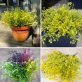 thumbnail image 6 of 4 Bundles Artificial Shrubs Bushes, Fake Outdoor UV Resistant Plants , Faux Plastic Bell Leaves Greenery for Indoor Outside Hanging Planter Home Office Wedding Farmhouse Decor (Yellow), 6 of 7
