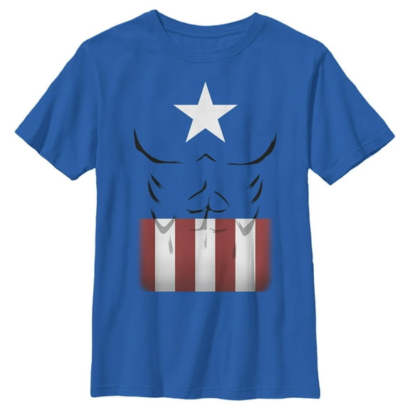 Boy's Marvel Captain America Muscles Suit Graphic Tee Royal Blue Large