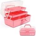 thumbnail image 1 of YOPTOP 12 in Three-Layer Multipurpose Storage Box Organizer Folding Tool Box Art & Crafts Case Sewing Supplies,Pink, 1 of 5