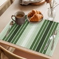 thumbnail image 3 of Forest Green Ombre Stripe Placemats Set of 4 Farmhouse Simple Striped Place Mats Indoor Wipeable Table Mats Washable Cloth Dining Table Placemats for Kitchen Holiday Party Home Decor 13x19 Inch, 3 of 9