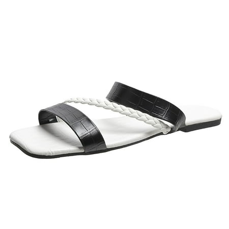 

Wmkox8yii Women s Flat Sandals Summer Shoes Beach Casual Slip-on Breathable Roman Style Straps Slippers