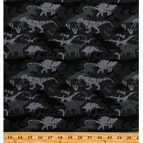 Cotton Camoflauge Dinosaurs Prehistoric Ancient Jurassic Gray Cotton Fabric Print by the Yard (111640)