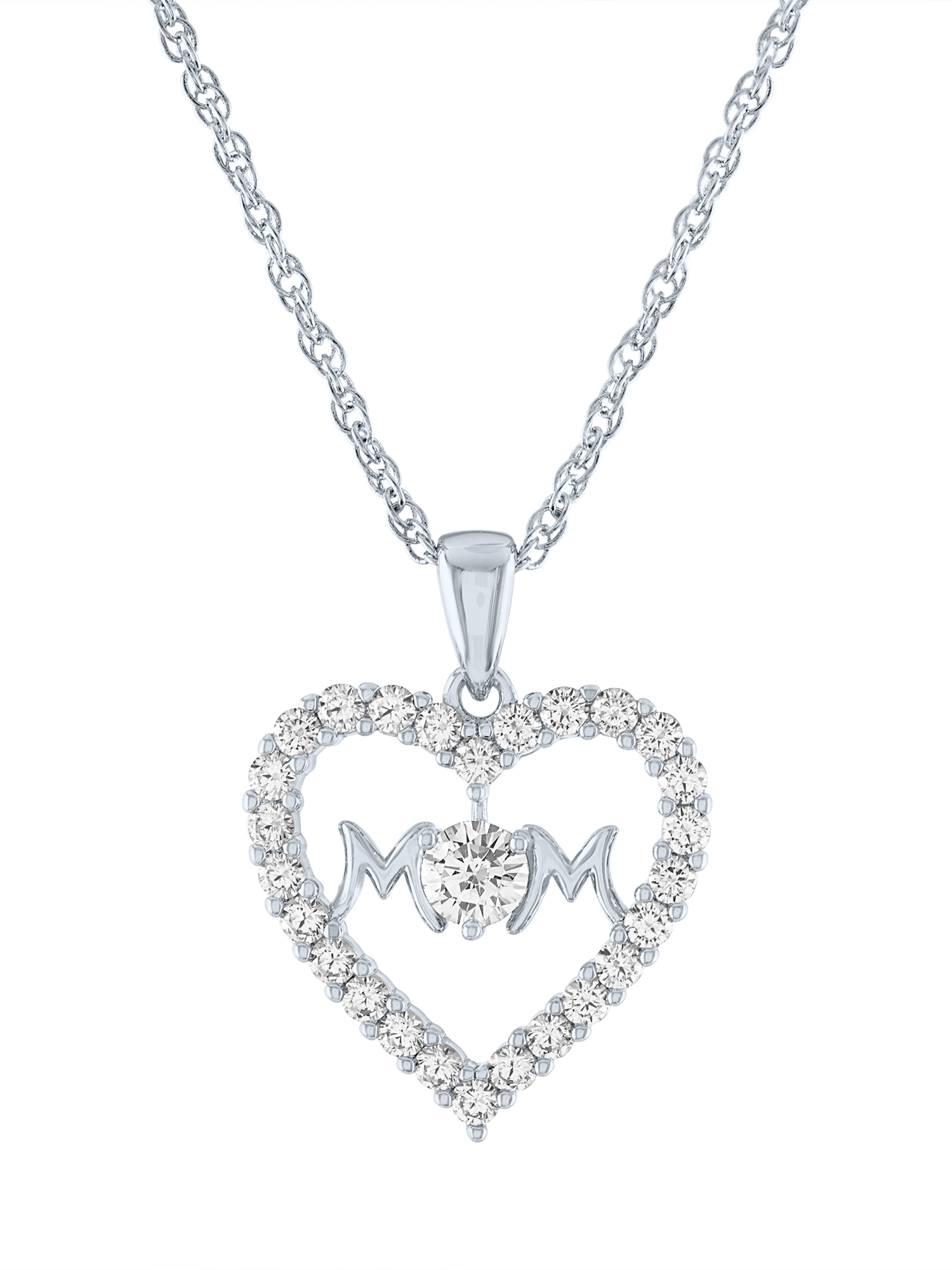 Ladies Brilliance Fine Jewelry Sterling Silver Plated Simulated Diamond Mom Pendant & Earring Set
