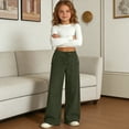 thumbnail image 2 of FAHXNVB Girls Wide Leg Pants with Pockets Drawstring Elastic Waist Solid Color Casual Pants Lightweight Loose Fit Fashion Pants 7-16 Years, 2 of 7