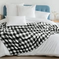 thumbnail image 6 of AUQ Buffalo Checker Throw Blanket for Sofa Couch | Soft Flannel Fleece White Black Checkered Plaid Pattern Decorative Throw | Warm Cozy Lightweight Microfiber | 50 X 60 Inches, 6 of 7