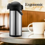 Alpine Cuisine Stainless Steel Thermos Vacuum 5-L Hand Pressed with Plastic Handle & Lid, Leak-Proof Sports drinks jug flask for Water Coffee Tea, Comfortable & Lightweight, Hot & Cold Beverage