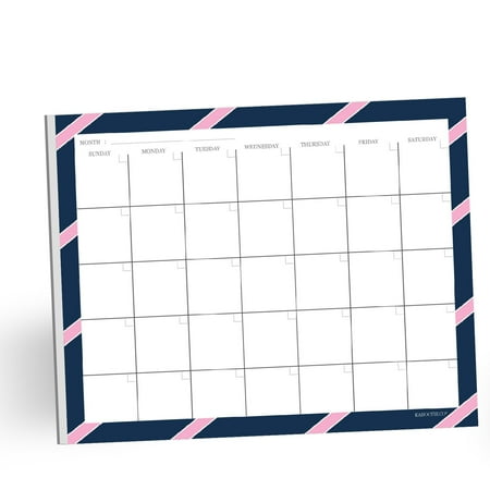 UPC: 0893032002322 | Kahootie Co Monthly Calendar  50 pages  Navy Stripe 8.5 x11