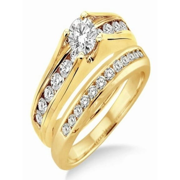 0.50 Carat Bridal Set with Round Cut Diamond in 10k Yellow Gold