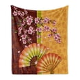 thumbnail image 1 of Floral Soft Flannel Fleece Throw Blanket, Composition of Burgeoning Sakura Blooms Japanese Garden Art, Cozy Plush for Indoor and Outdoor Use, 50" x 70", Baby Pink Marigold, by Ambesonne, 1 of 6