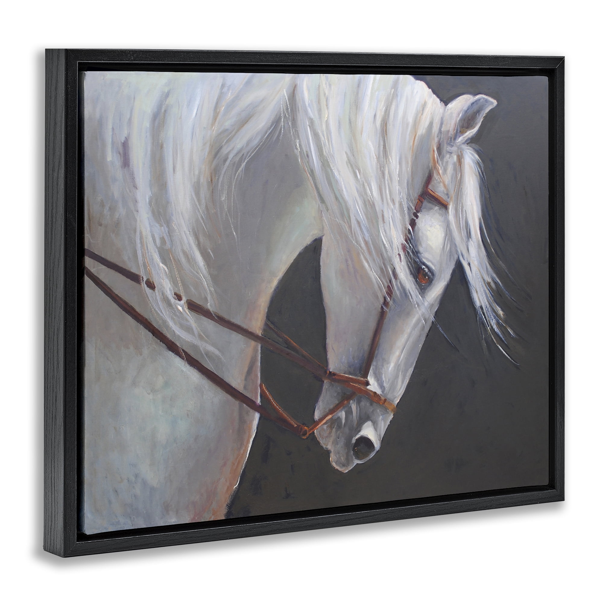 Stupell Industries Majestic White Mare Black Framed Floater Canvas Wall Art, design by Jadei Graphics