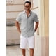 thumbnail image 3 of Camisa COOFANDY de lino con botones de manga corta para hombre, color gris claro, 3 of 6