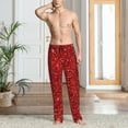 thumbnail image 5 of Uemuo Red Glitter Pattern Men's Wide Leg Palazzo Lounge Pants with Pockets Light Weight Loose Comfy Casual Pajama Pants-XX-Large, 5 of 9