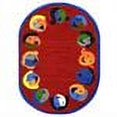 thumbnail image 2 of Kid Essentials - Early Childhood Joyful Faces, 5'4" x 7'8" Oval, Red, 2 of 2