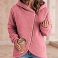 thumbnail image 2 of Chaquetas con Capucha y Cremallera para Mujer, Informales, Holgadas, de Forro Peludo y A , con Cremallera y Abrigos Rosa S, 2 of 3