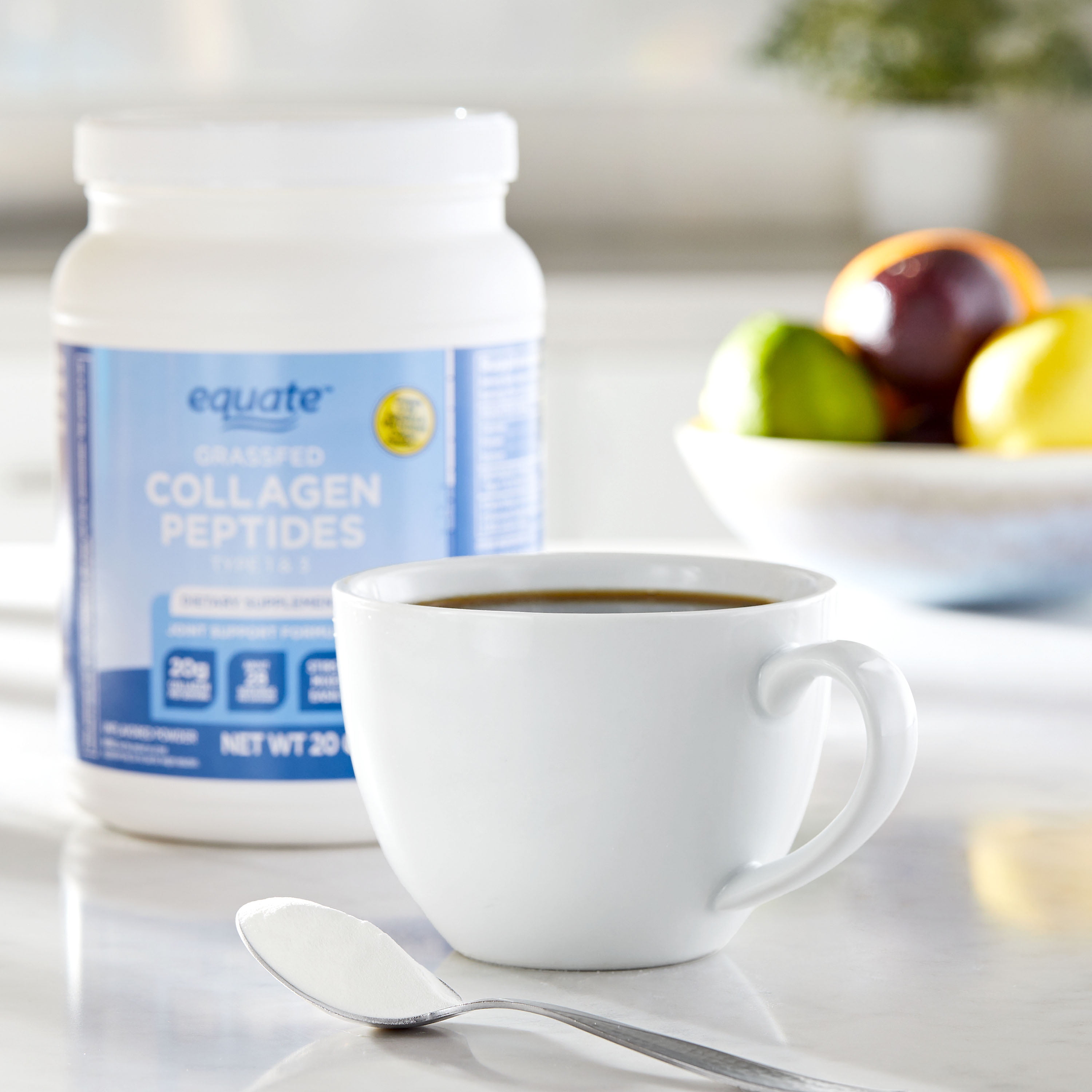 Equate Grass Fed Hydrolyzed Bovin Collagen Peptides Type 1 & 3 Dietary Supplement, Powder Form, Unflavored, 20 oz
