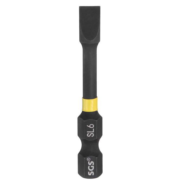 Uxcell SL6 Slotted Impact Screwdriver Bits 1/4" Hex Shank 2" Long Magnetic Bit