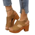 thumbnail image 7 of Bkhluea Women Block Heel Slingback Sandals T-Strap Shoes Comfortable For Work Office Party Daily Casual Special Occasions, 7 of 7