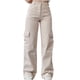 thumbnail image 1 of Pantalones de Mujer con Múltiples Bolsillos Ajuste Relajado Pierna Ancha Recta Cintura Media Pantalones Informales de Calle Albaricoque Rosa XL, 1 of 5