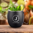 thumbnail image 6 of PERSONALIZED Round Custom Family Name Classic Moscow Mule Mug with Engraved Design and Sturdy Handle Rolled Rim, Smooth Black Finish 16 oz, Set of 4, Together Initial Family, 6 of 9