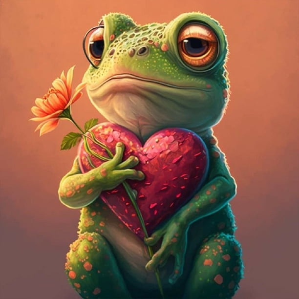 (QQ895) Resina Diamante La Serie Animal Love Frog 30*30CM