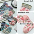 thumbnail image 3 of Vintage Style Crew Socks with Cute Floral Cuff for Women, 3 of 7