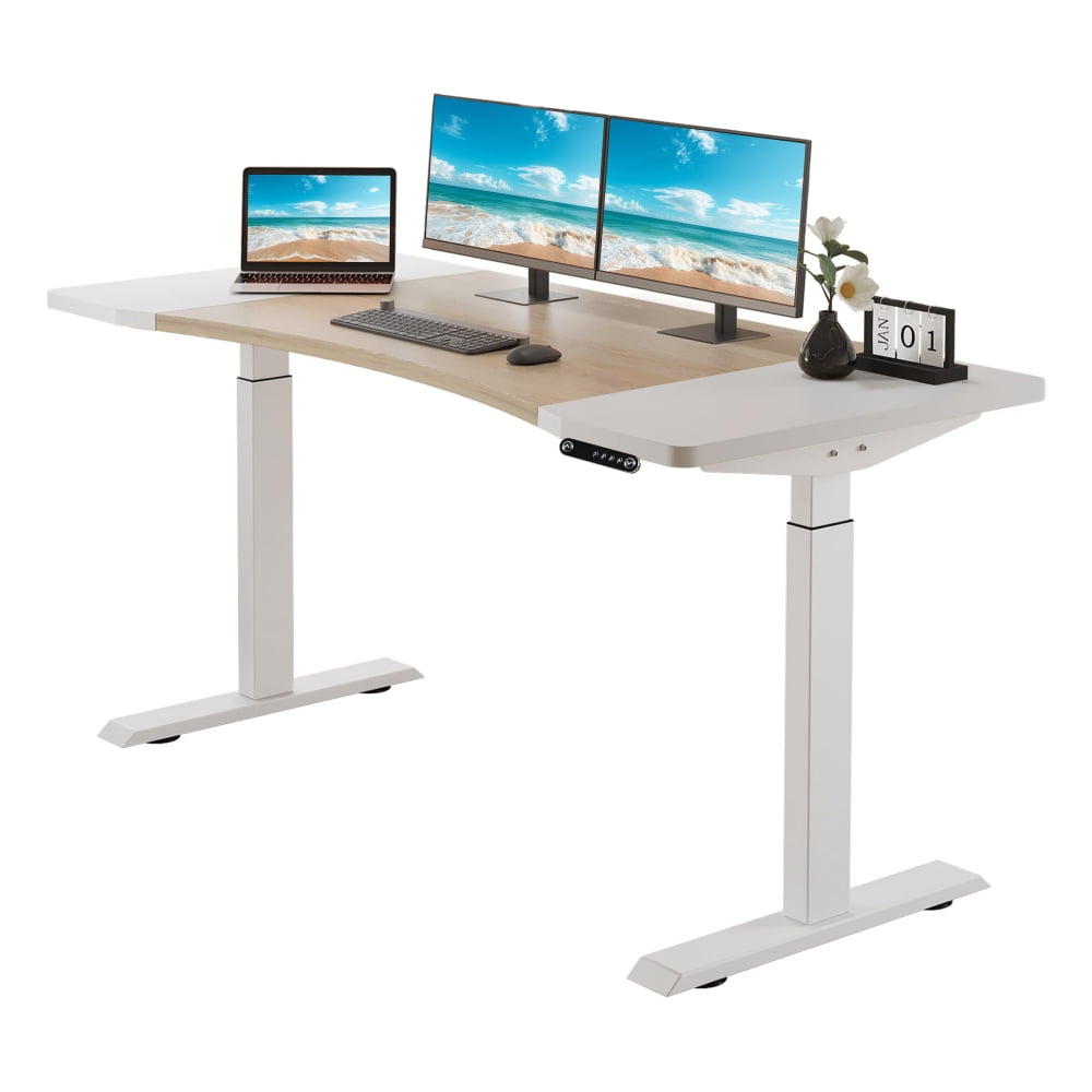 63"×30" Height Adjustable Electric Standing Desk, Sit Stand Up Computer Desk for Home Office with Cable Management, Memory Control & Anti-Collision Function