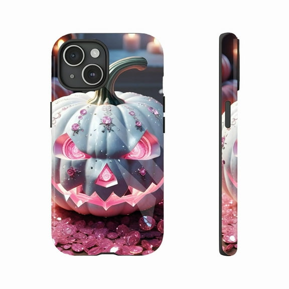 Halloween Pumpkin Glitter Phone Case for Trendy Shoppers with Sparkly Gems & Solid Design, Protective Cover for iPhone 11/12/13/14/15/16 (Pro Max/Plus) - Compatible with All Models