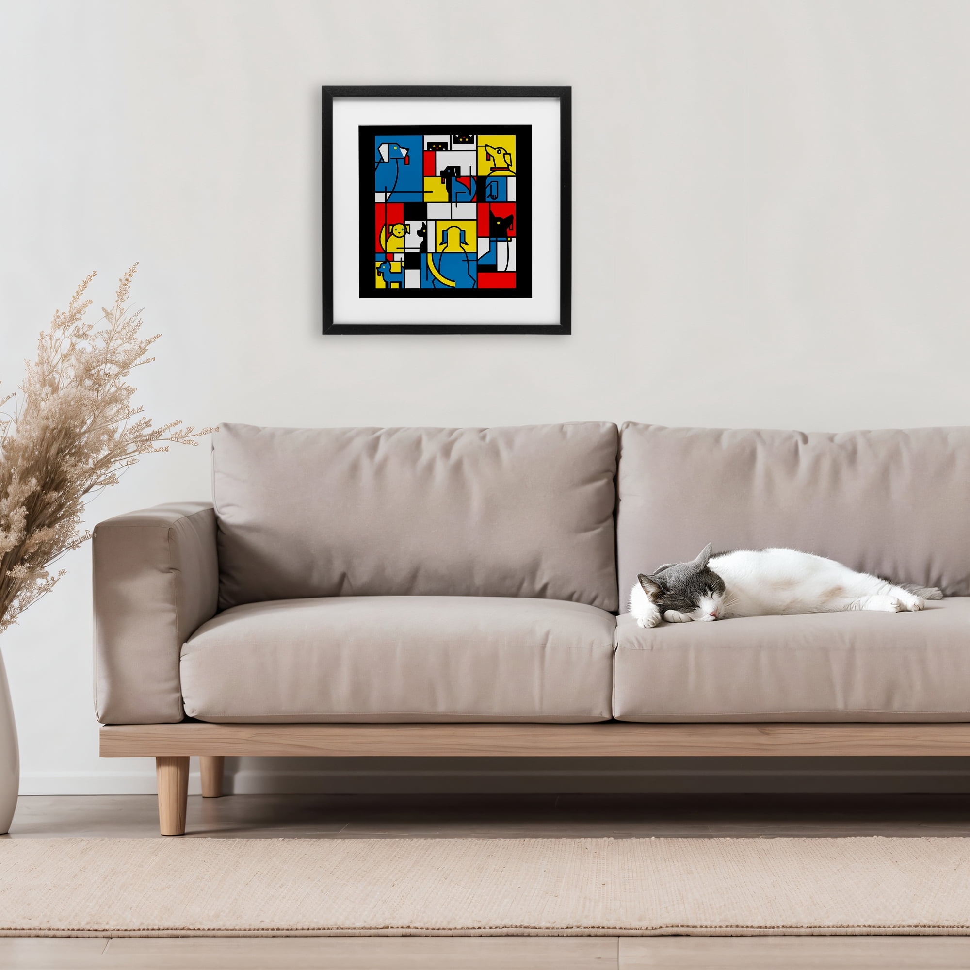 Stupell Industries Color Block Dogs Abstract Black Framed Print Under Glass, design by Tobe Fonseca
