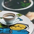 thumbnail image 2 of Ambesonne Emoji Fitted Round Tablecloth, Music Themed Wavy Face Print, 56"- 60" Diameter, White Lime Green and Sea Blue, 2 of 4