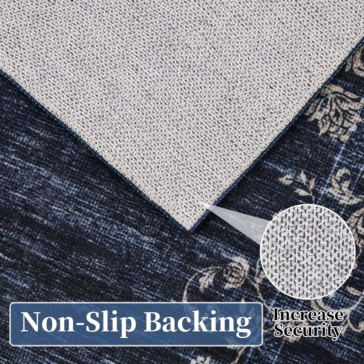 GlowSol 8'x10' Area Rug Modern Floral Area Rug Border Rugs for Living Room Bedroom Farmhouse Soft Foldable Area Rug, Blue